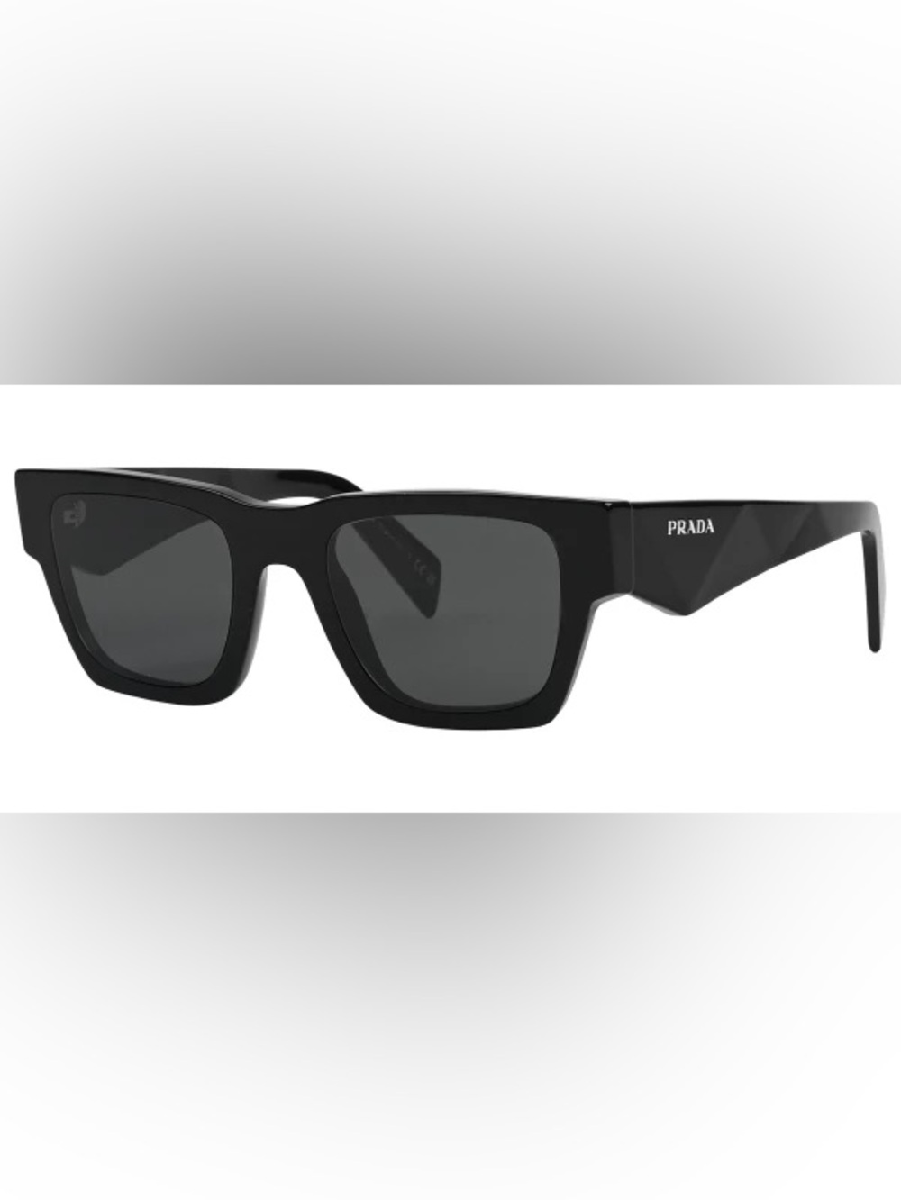 Prada Black Square Sunglasses with Dark Gray Lenses